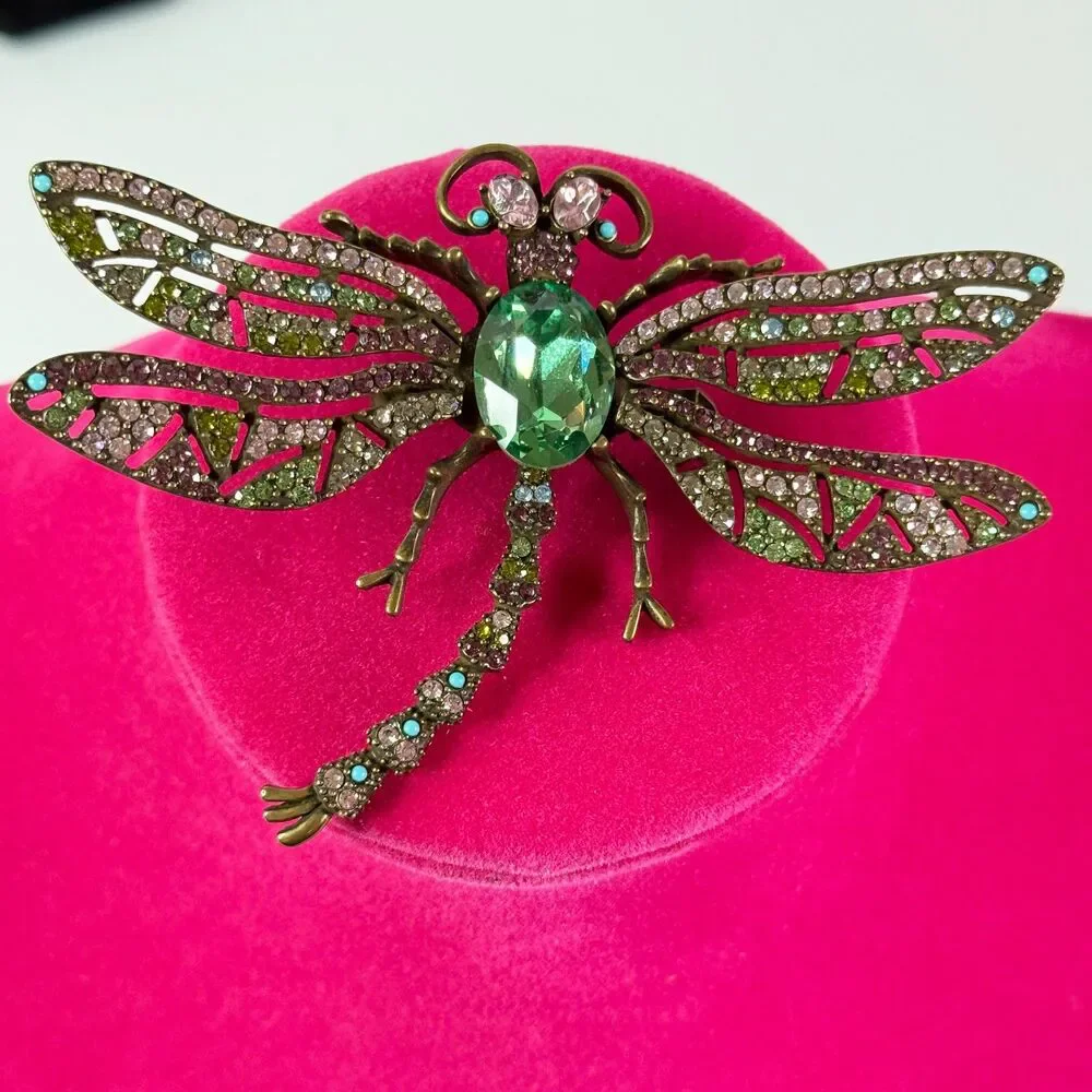 Vintage | Heidi Daus | Trembling Brilliance | Green | Dragonfly Crystal Pin